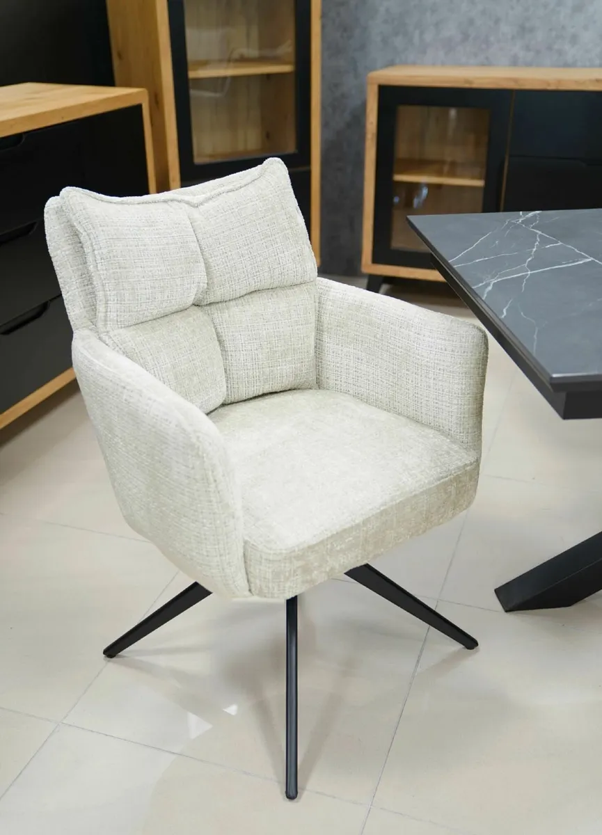 Cremona Swivel Armchair – Light Grey Chenille 360° - Image 1