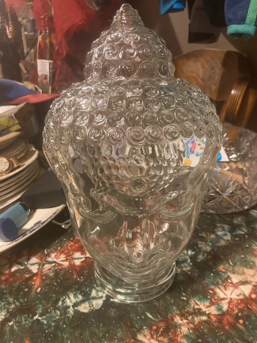 Large glass Buddha head free postage