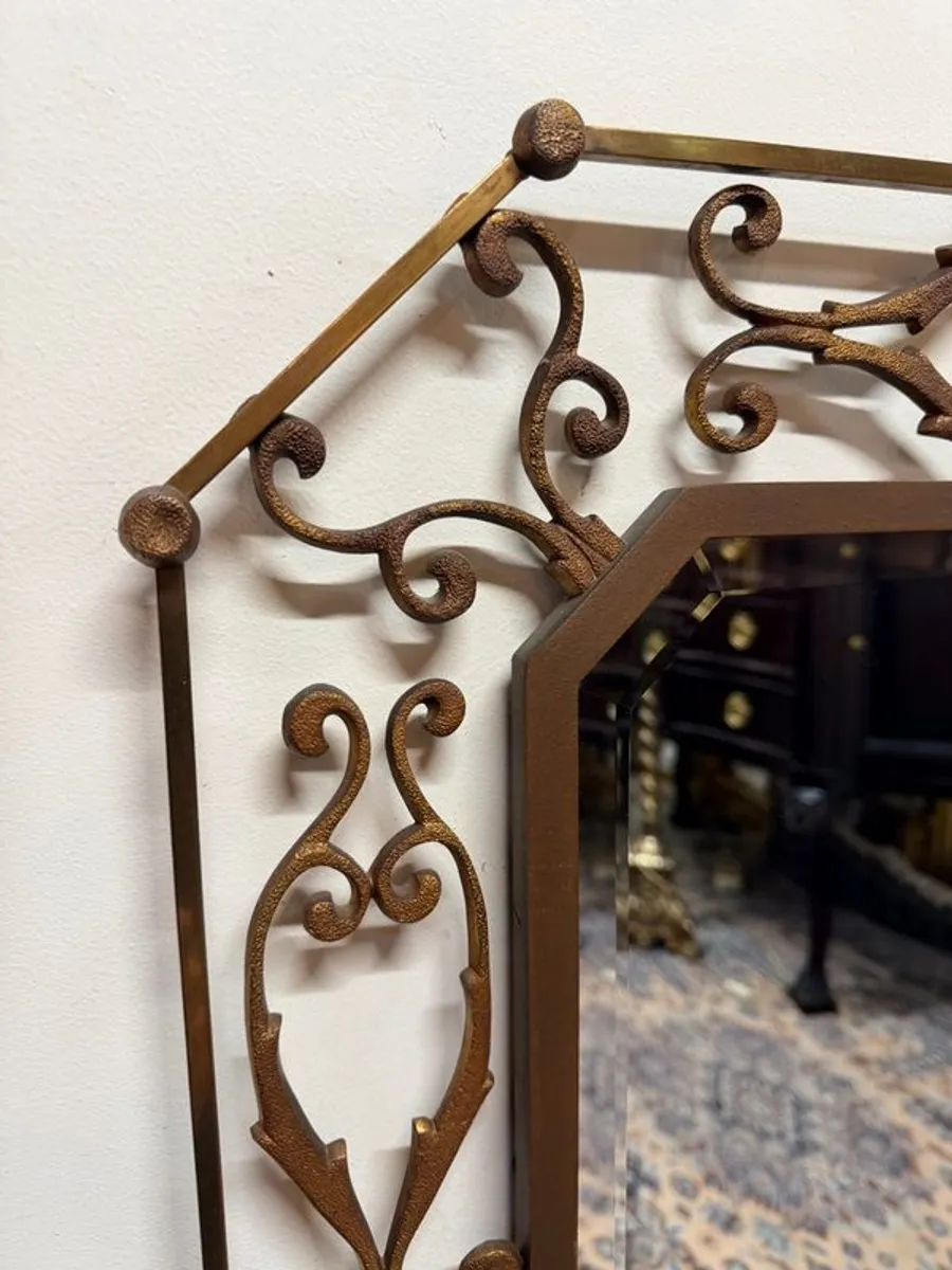 Mid Century Italian Brass Mirror Signed Moderna - Image 1