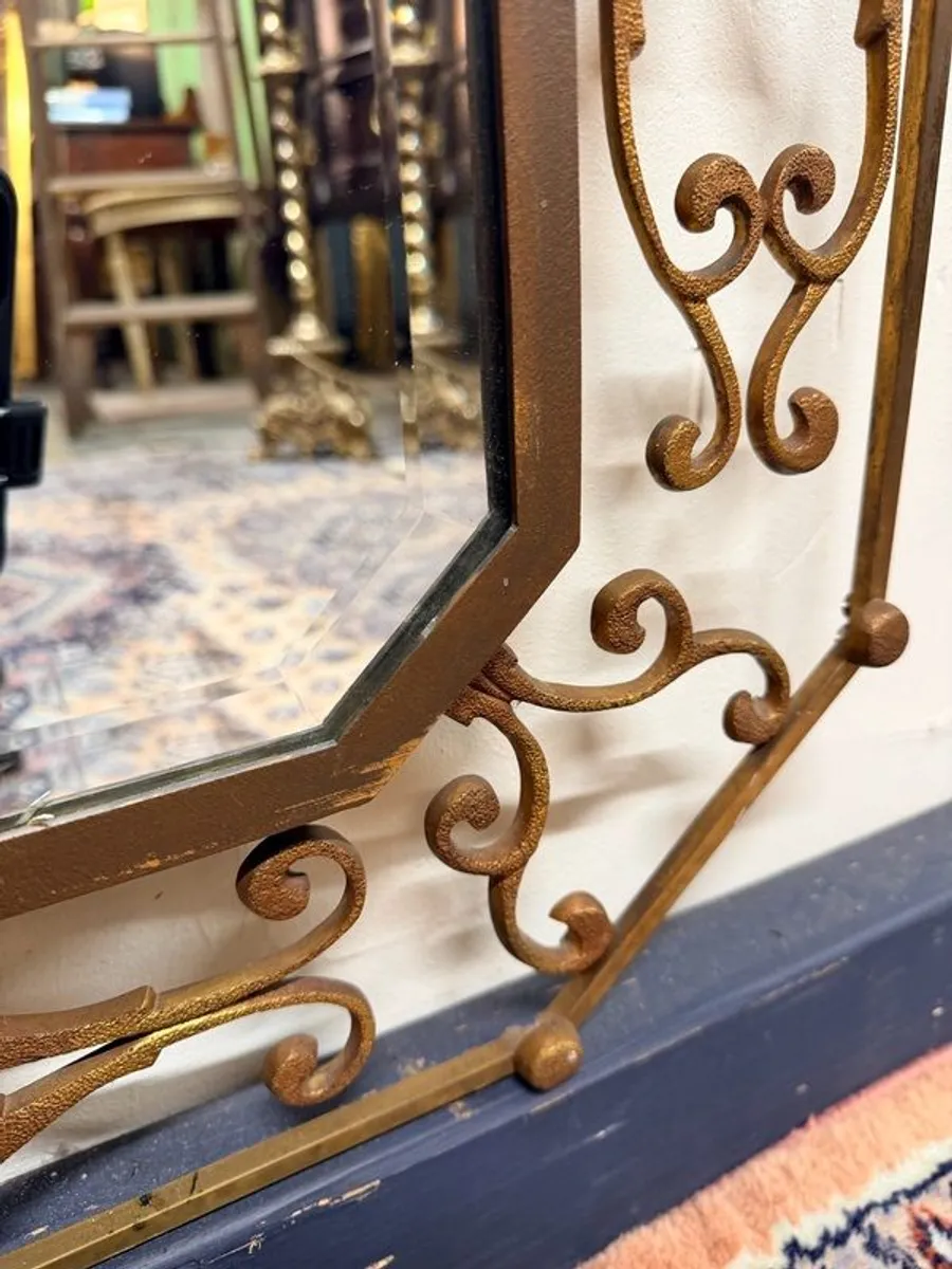 Mid Century Italian Brass Mirror Signed Moderna - Image 2