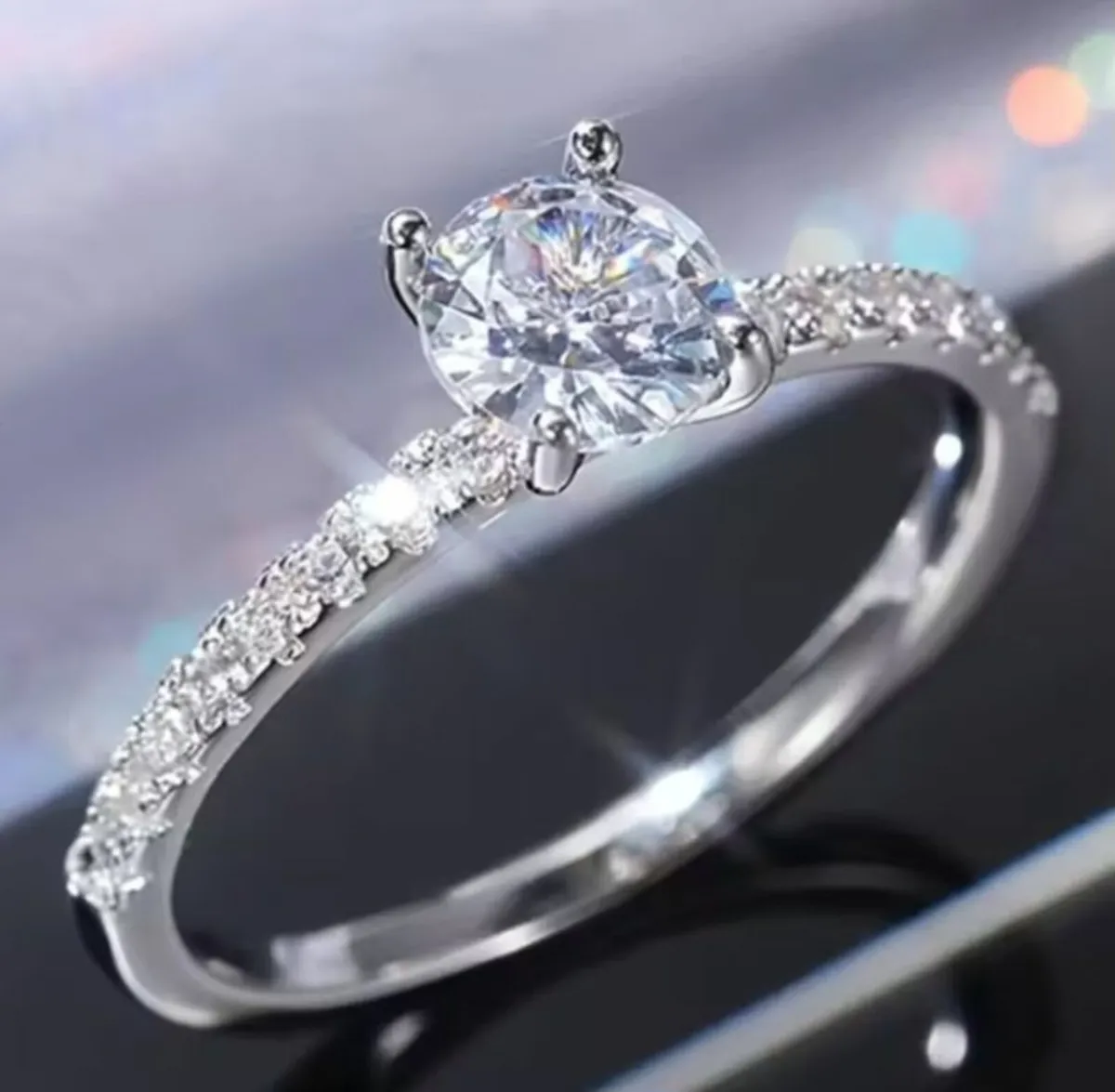 Classic synthetic zirconia silver ring - Image 1