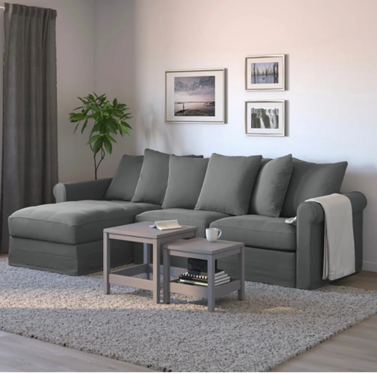 Grey IKEA GRÖNLID L-Shaped Sofa with Chaise - Image 4