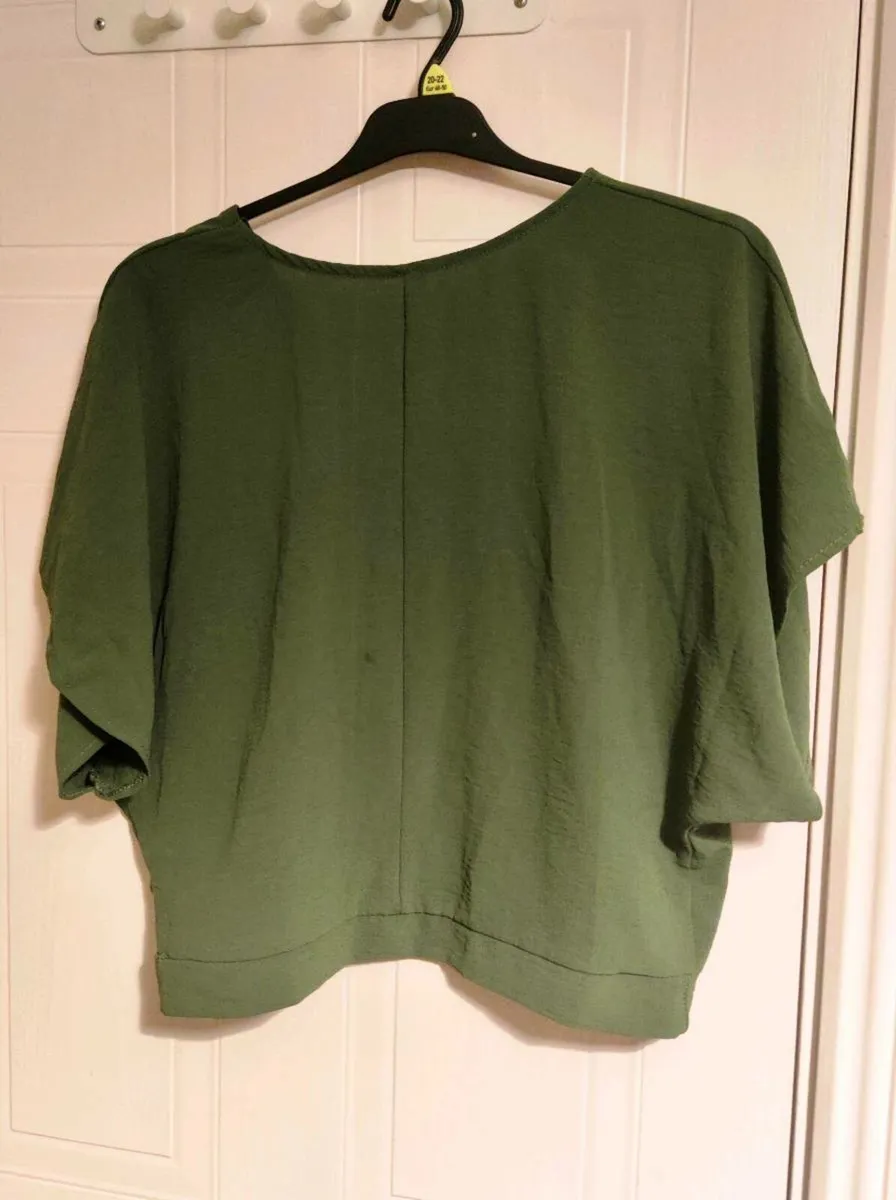 Dark Green Draped Blouse – Made in Italy – Size S - Image 2