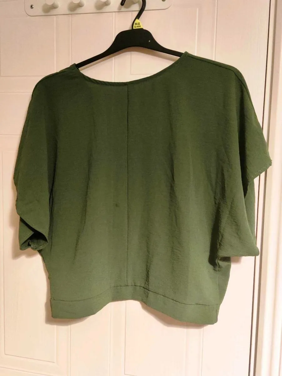 Dark Green Draped Blouse – Made in Italy – Size S - Image 3