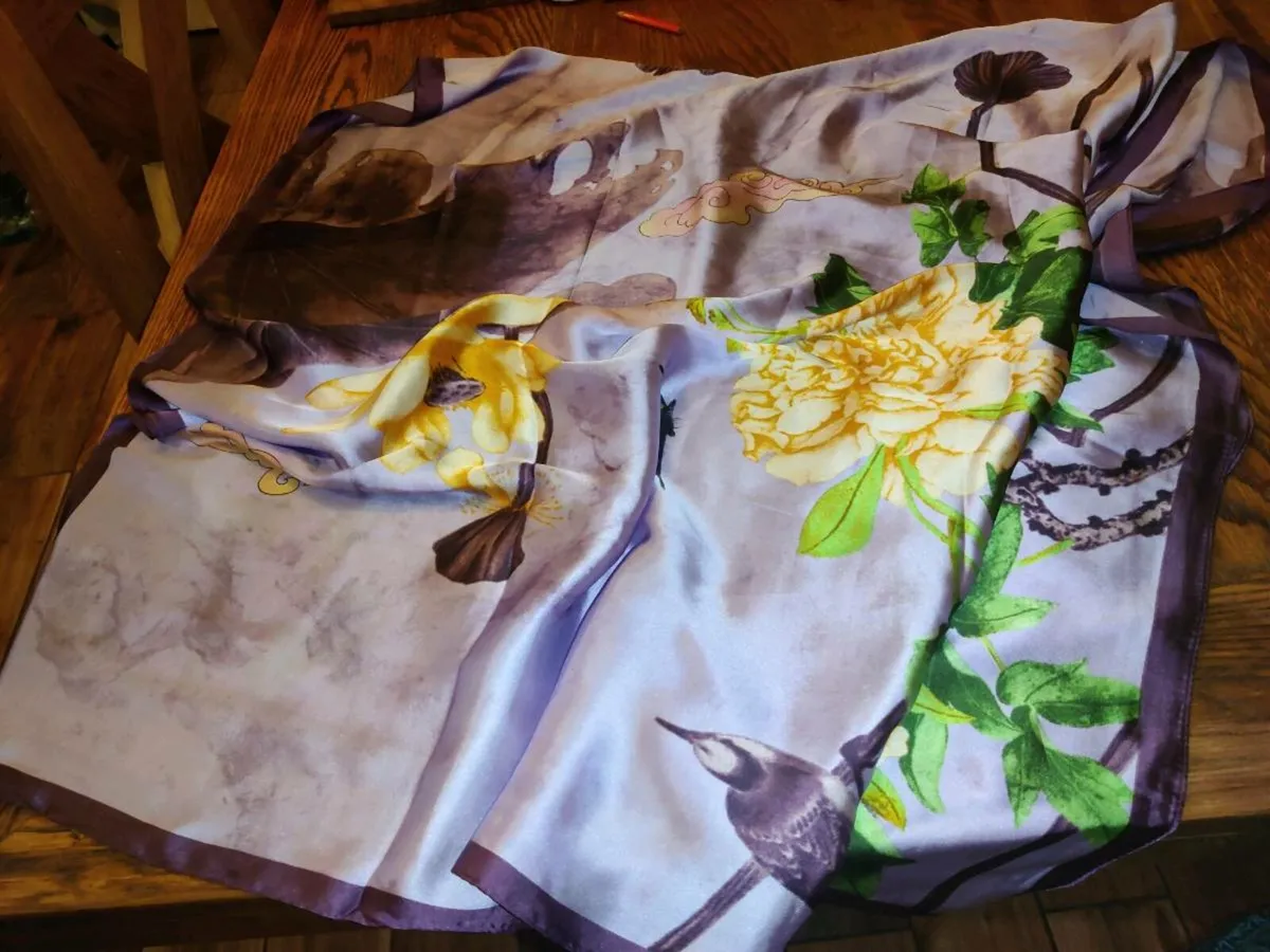 SOFT SILKY SATIN, New Knee Lenght WIDE Sized Scarf - Image 1