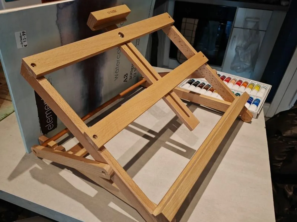 [As New] Watercolour 24 tube set + Desk Easel + Paint brush + 10 A3 Sheets - Image 3