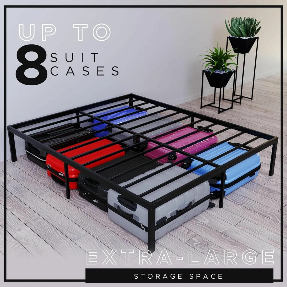 - Metal Bed Frame 160x200 with Storage Sturdy and - Image 4