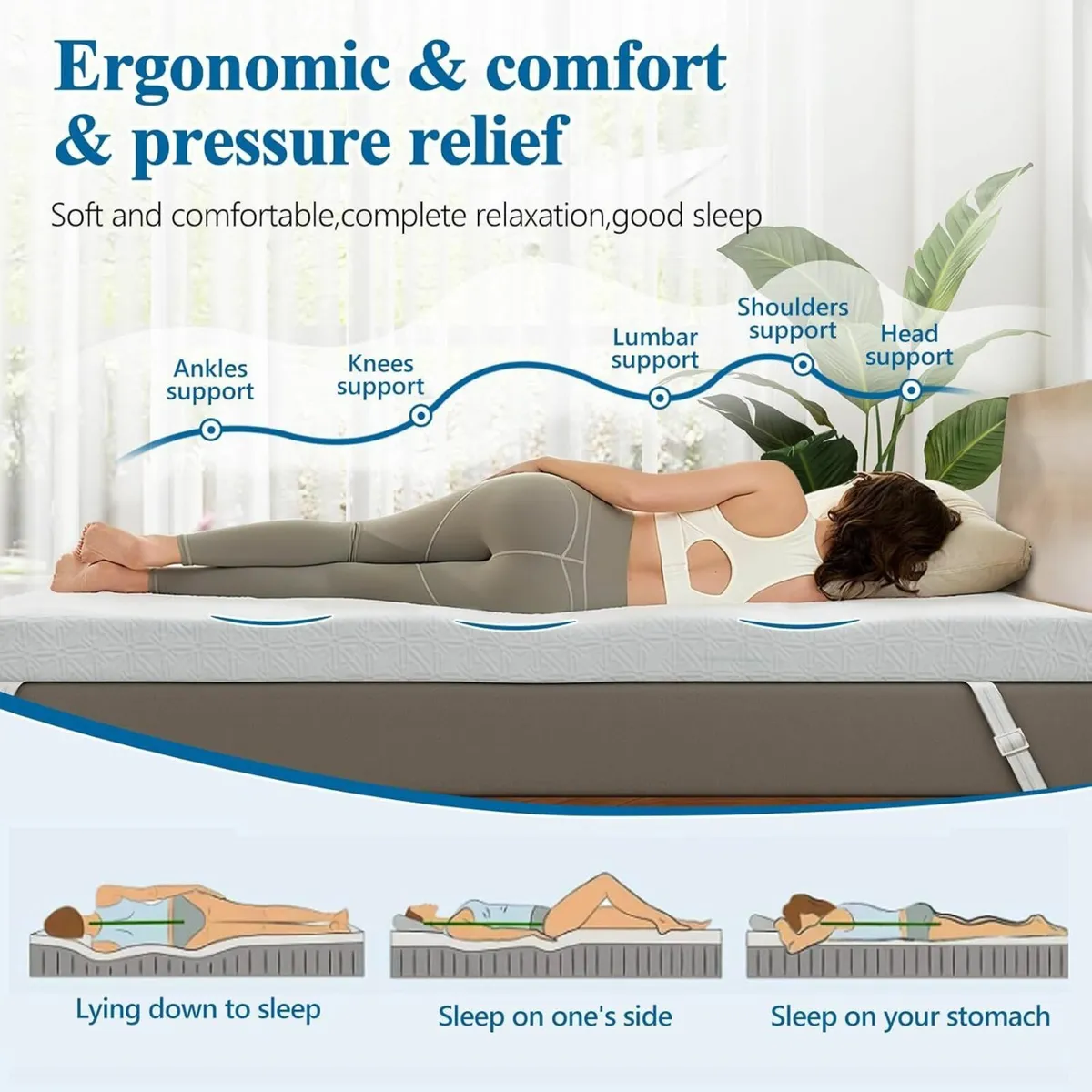 Memory Foam Mattress Topper 10cm Thickness Double - Image 4