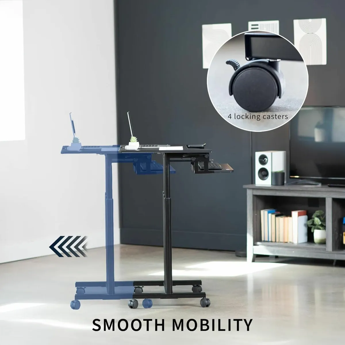 Mobile Height Adjustable Table Stand Up Desk Cart - Image 4