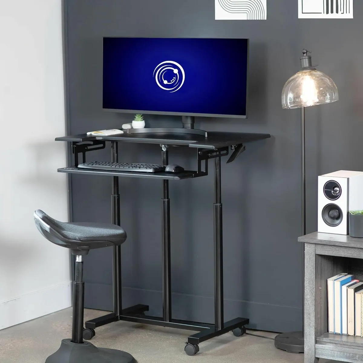 Mobile Height Adjustable Table Stand Up Desk Cart - Image 2