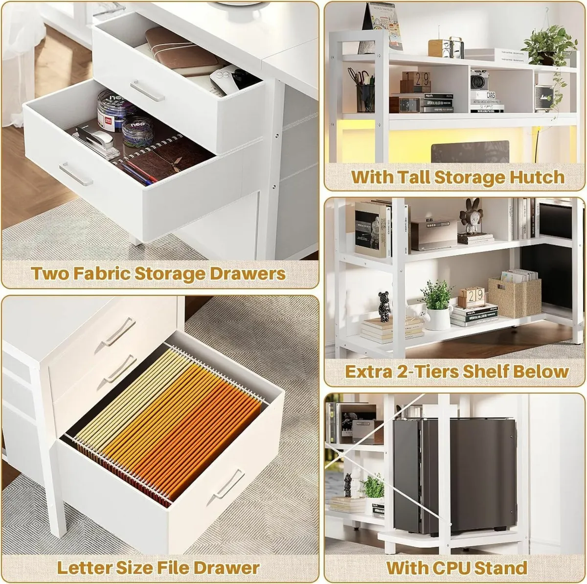 L Shaped Desk with Hutch Gaming Led Lights - Image 4