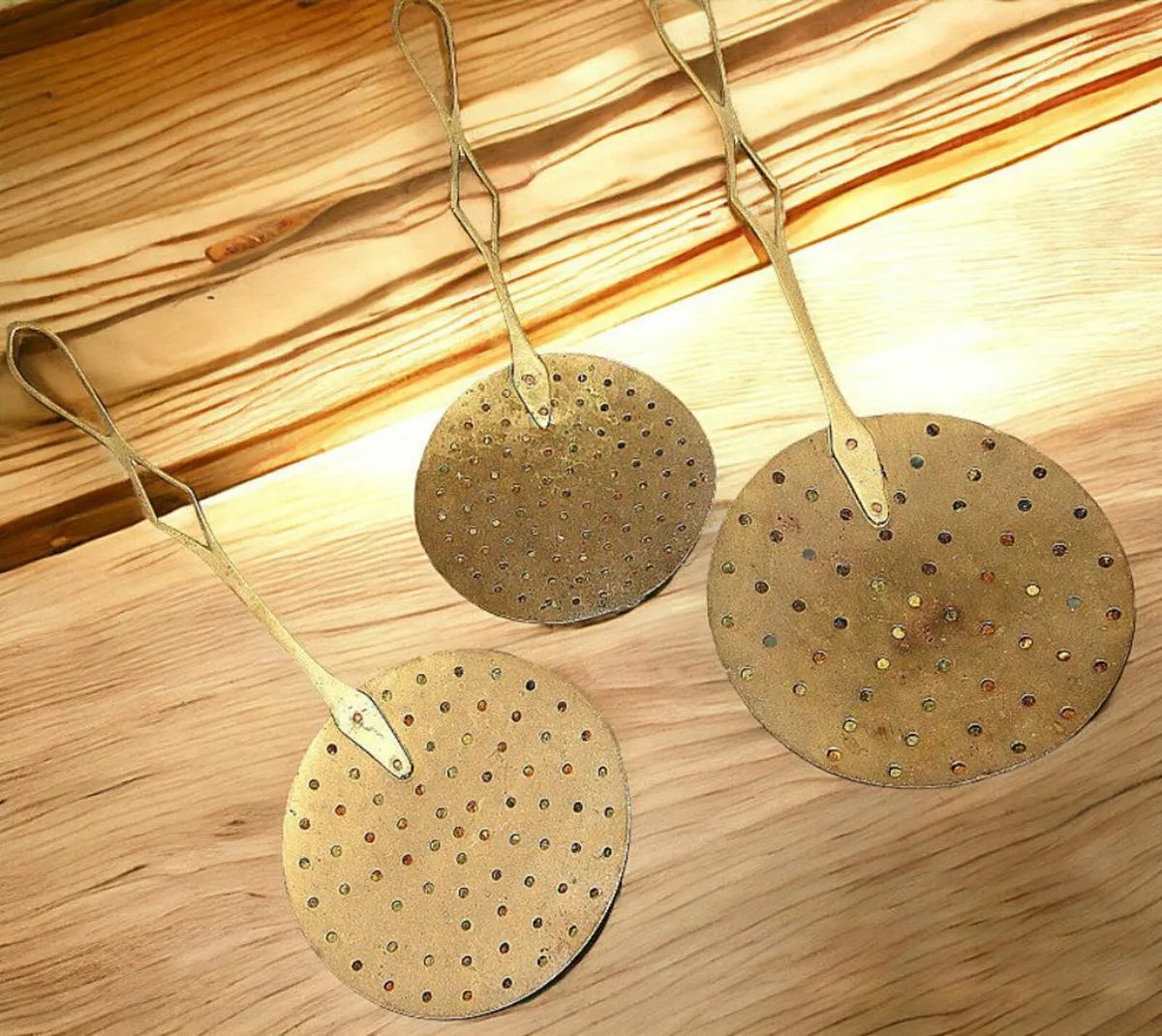 Trio Brass.Copper Chestnut Roasters/ Skimmers - Image 4