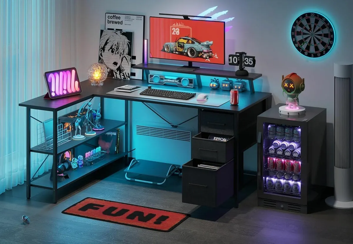 Corner Computer Desk with Drawers 120x80cm - Image 2