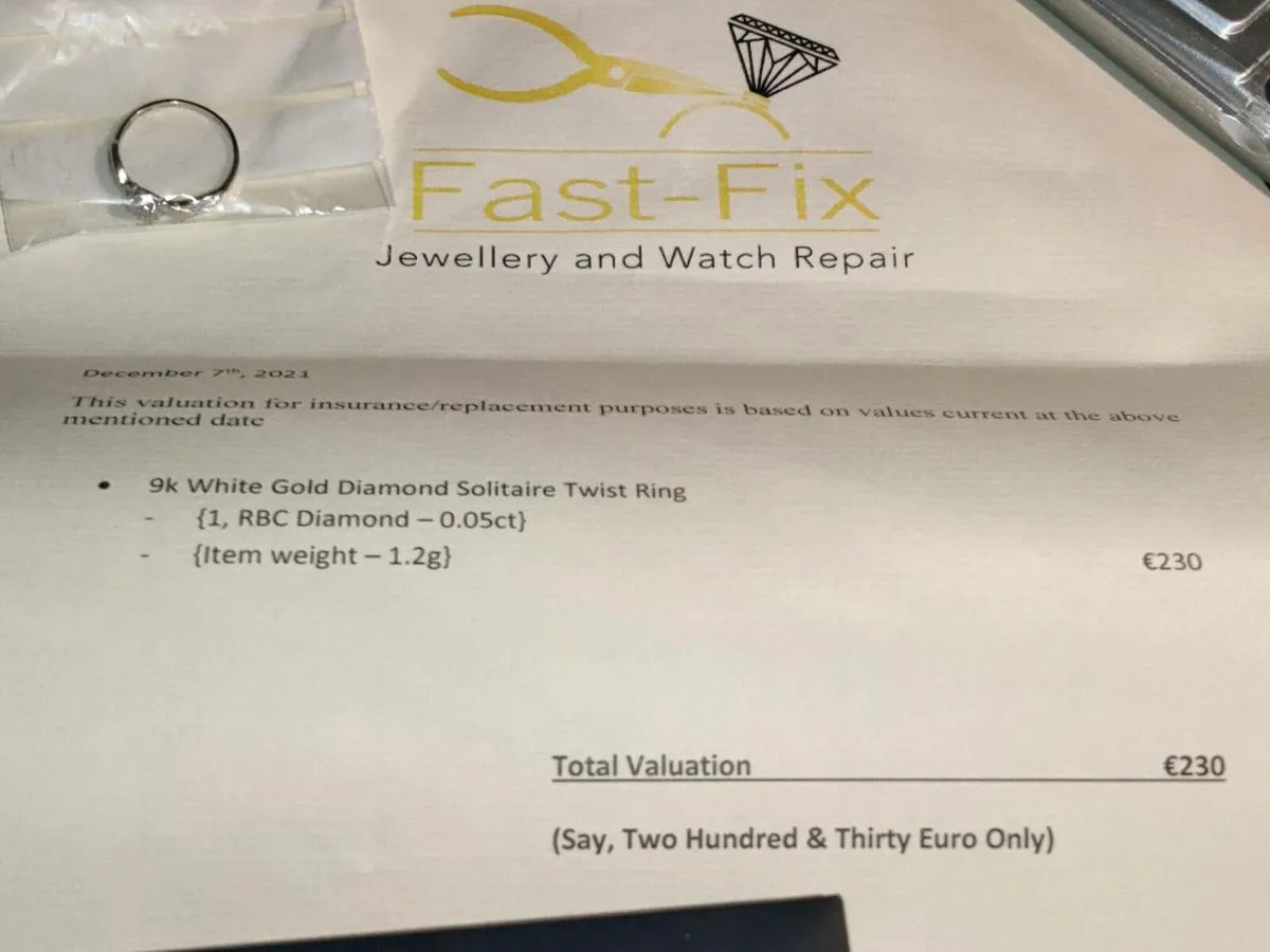 DIAMOND TWIST, 9CT White Gold Ring & Certificate ! - Image 3