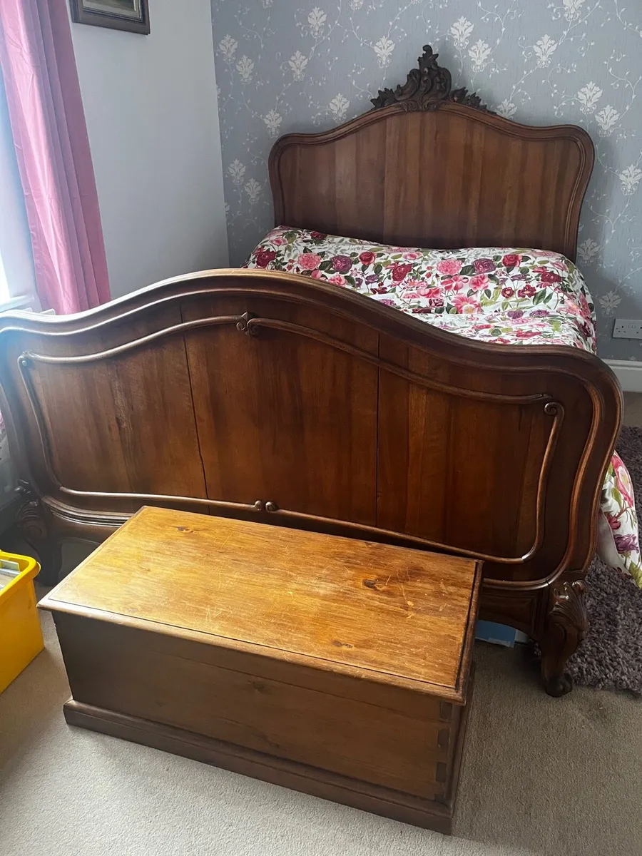 Antique French style wooden bed frame - Image 1