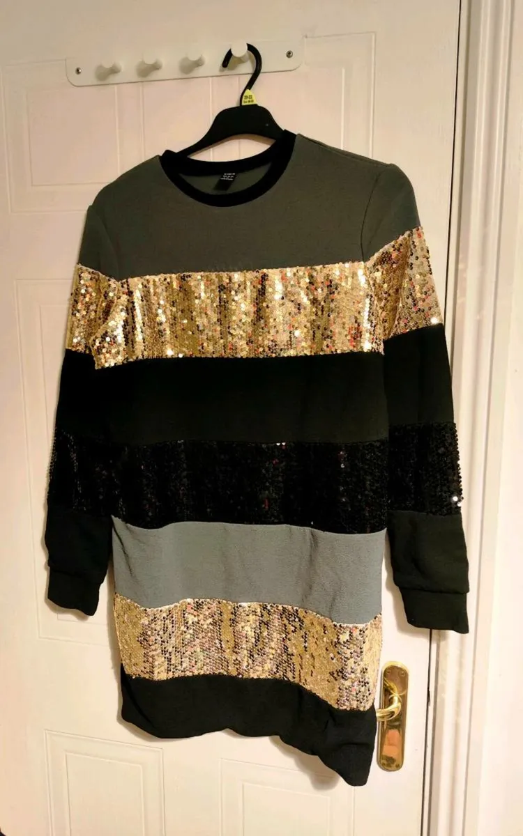 Striped Sequin Long-Sleeve Dress – SHEIN – Size S - Image 2