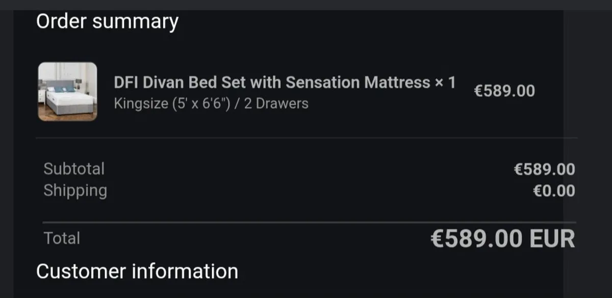 King size bed, with drawers and mattress - Image 1