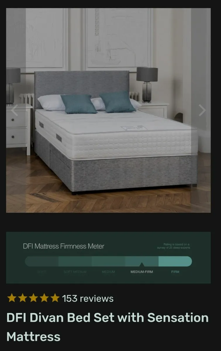 King size bed, with drawers and mattress - Image 2