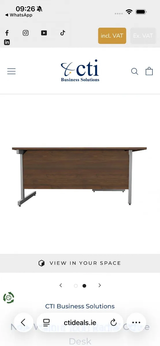 1 x CTI Office Solutions Walnut Desk - Image 4