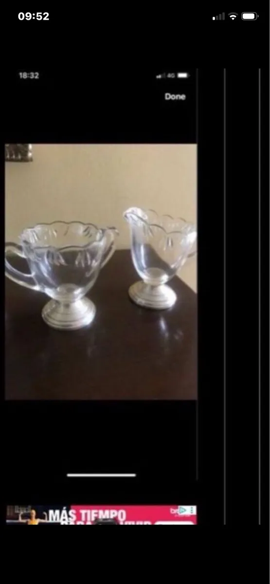 Antique Sterling Silver weighted Sugar & Milk Bowl - Image 1