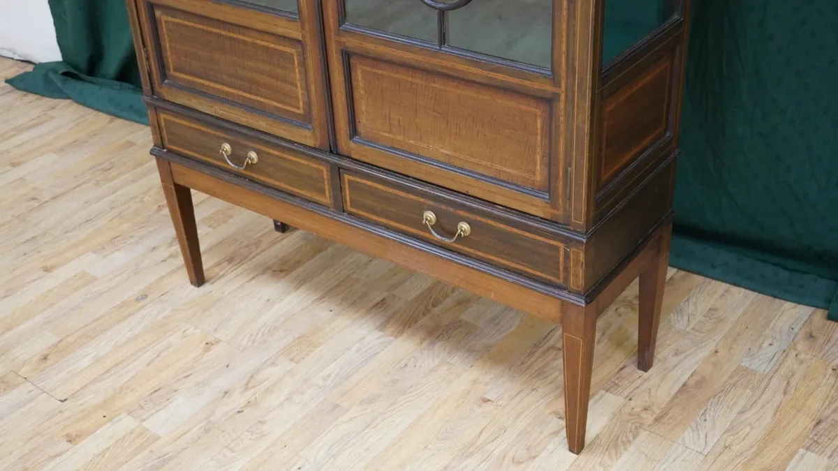 Early 20th-Century Inlaid Glazed Display Cabinet - Image 4