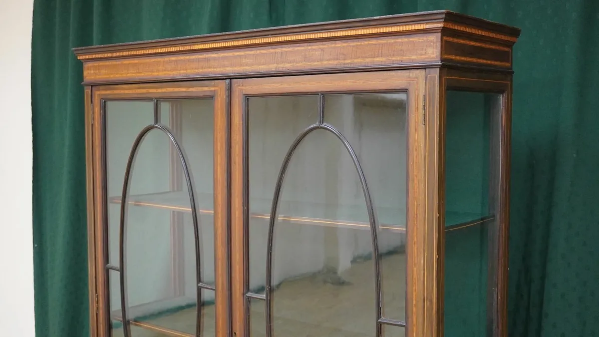 Early 20th-Century Inlaid Glazed Display Cabinet - Image 2