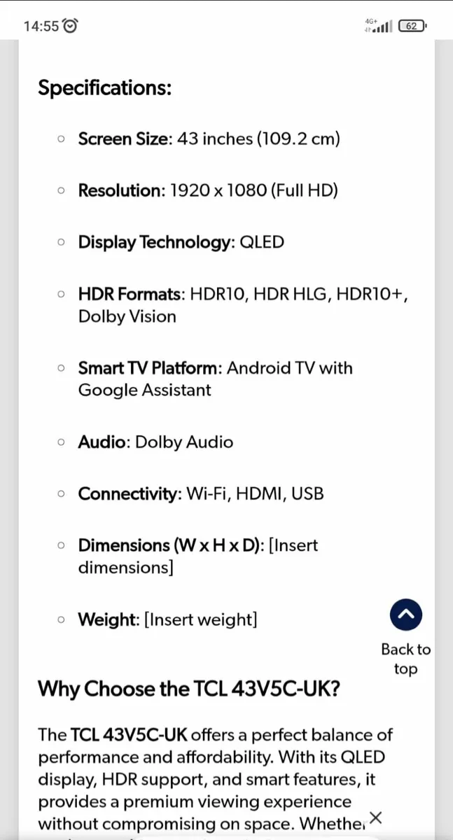 43" TCL TV - Image 3