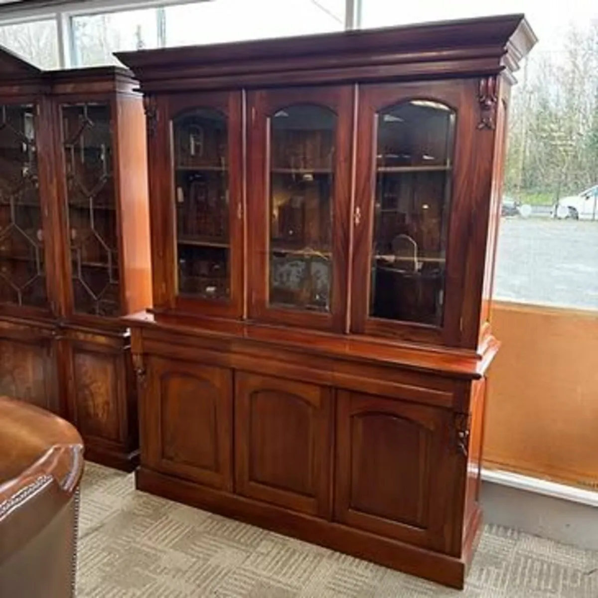 Fabulous mahogany three door display cabinet
