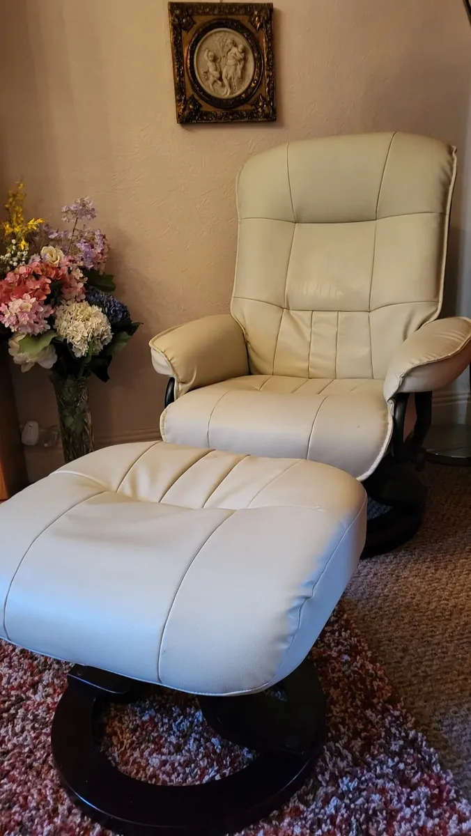 Recliner swivel chair and footstool - Image 2