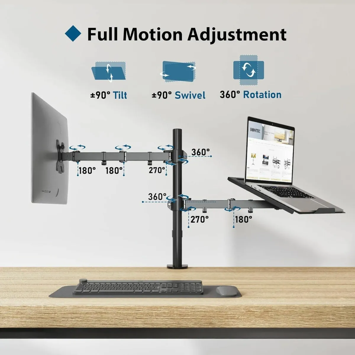 Monitor Arm with Laptop Tray Desk Mount for 13-27 - Image 3