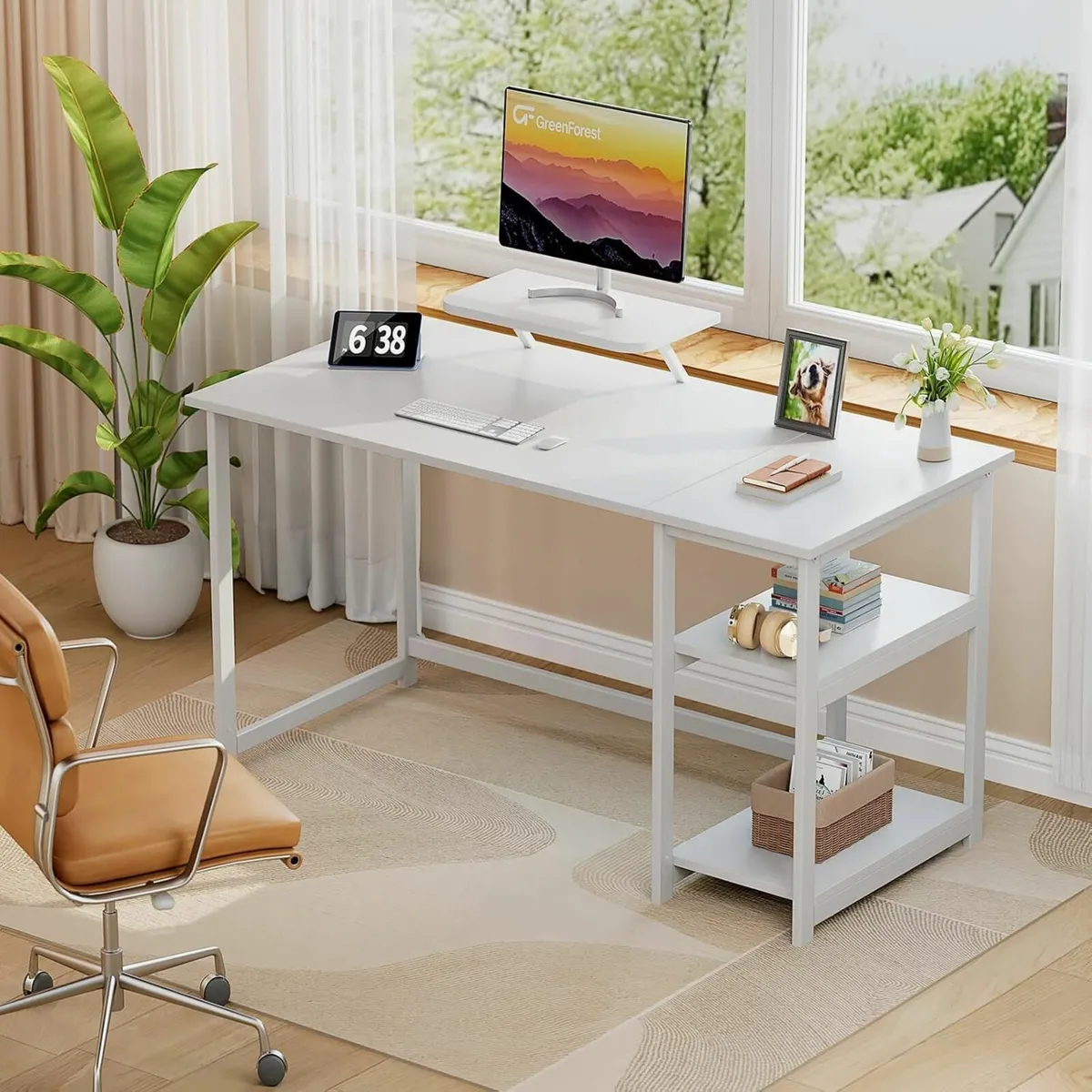 Computer Desk with Monitor Stand 140cm Home - Image 2