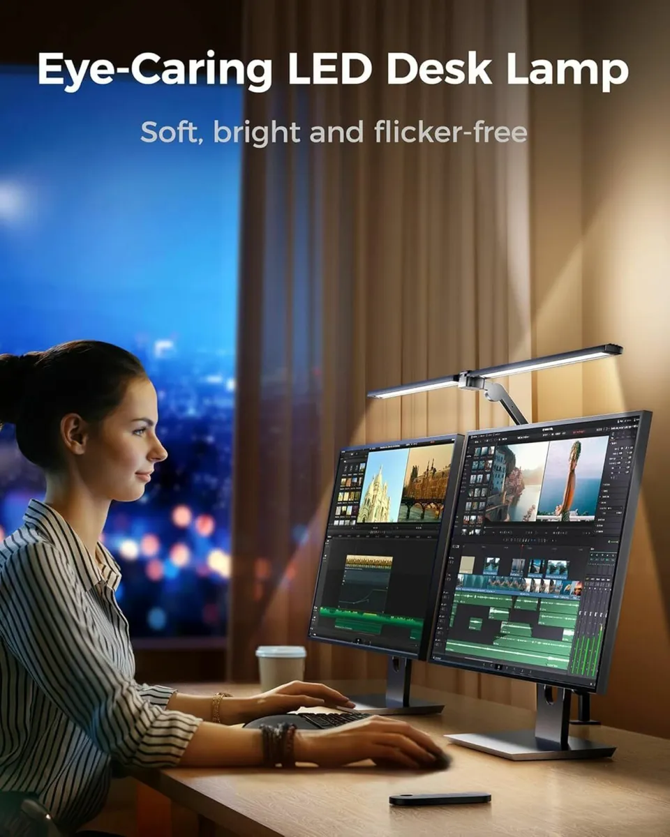 LED Desk Lamp with Dual Head Light Remote Control - Image 2