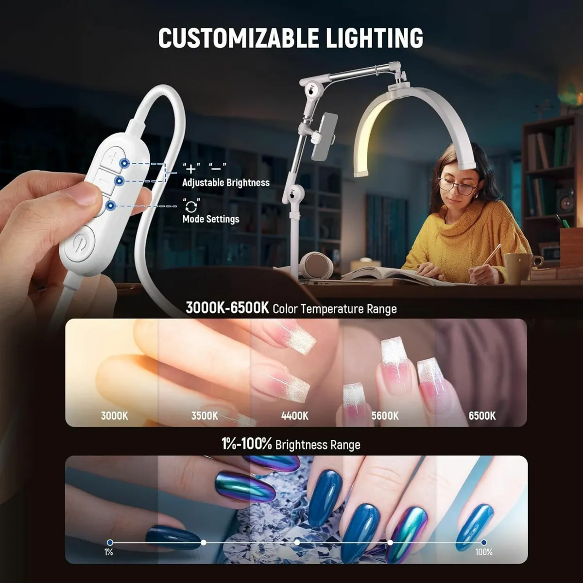 Basics 22 Half Moon Lash Light with Articulating - Image 4