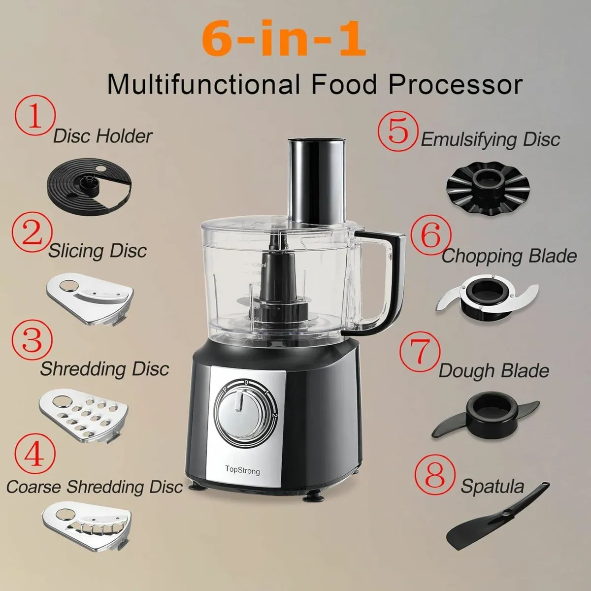 Food Processor 6-in-1 and Blender with Chopping - Image 3
