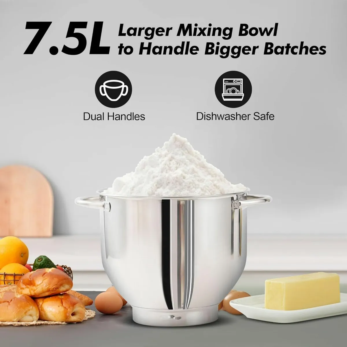 Stand Mixer 7.5L Food for Baking with Bowl 6 - Image 3