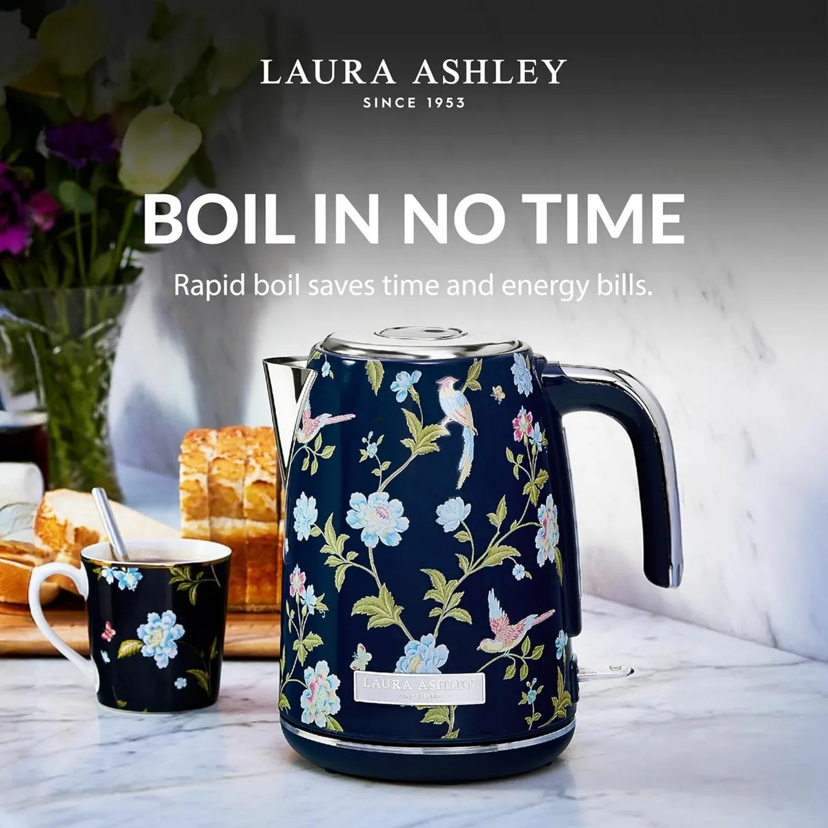 Laura Ashley Elveden Navy 1.7 Litre Stainless - Image 4