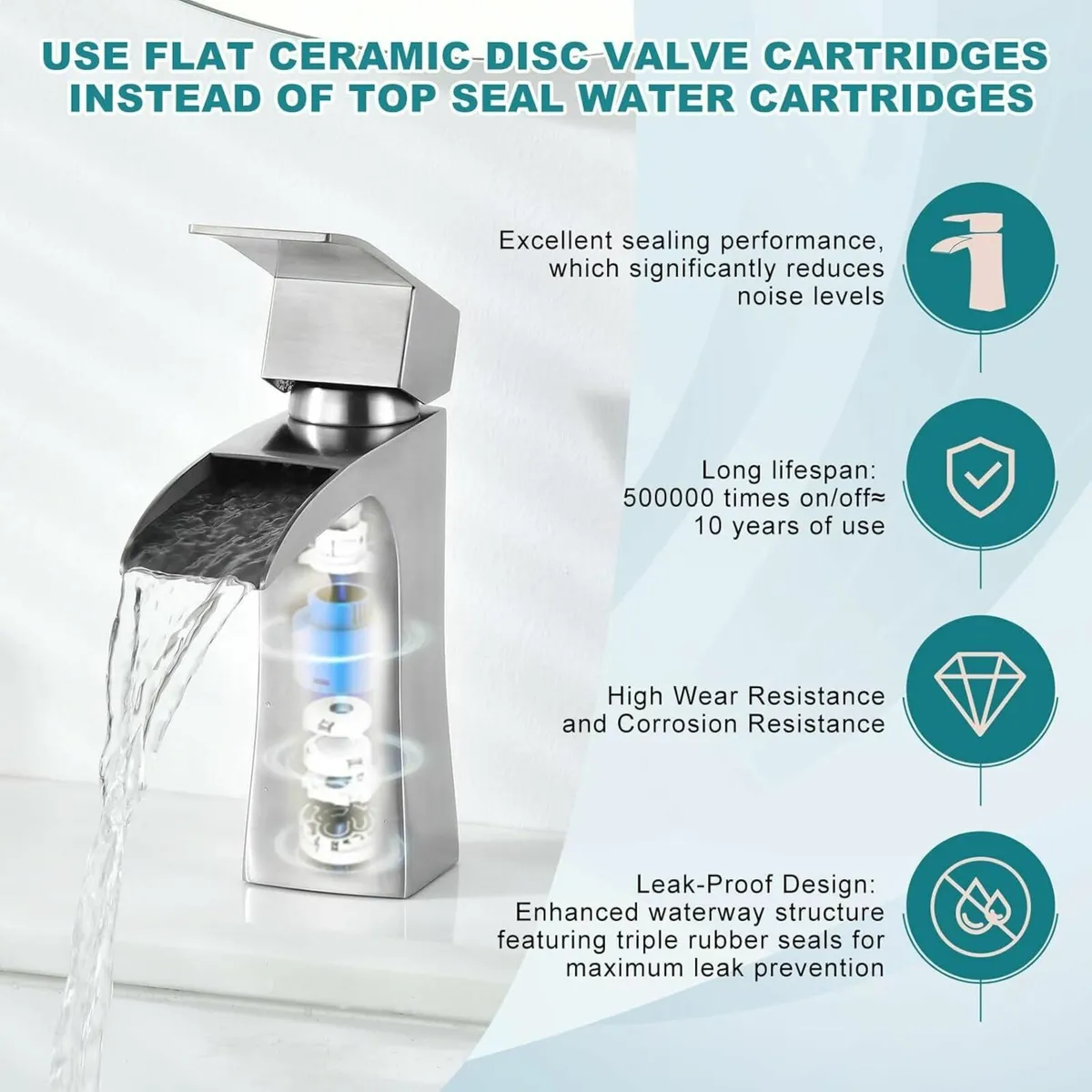 Bathroom Sink Mixer Taps Waterfall for Square - Image 3