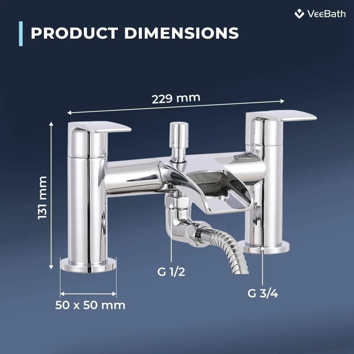 Stream Round Waterfall Bath Shower Mixer Tap – - Image 3