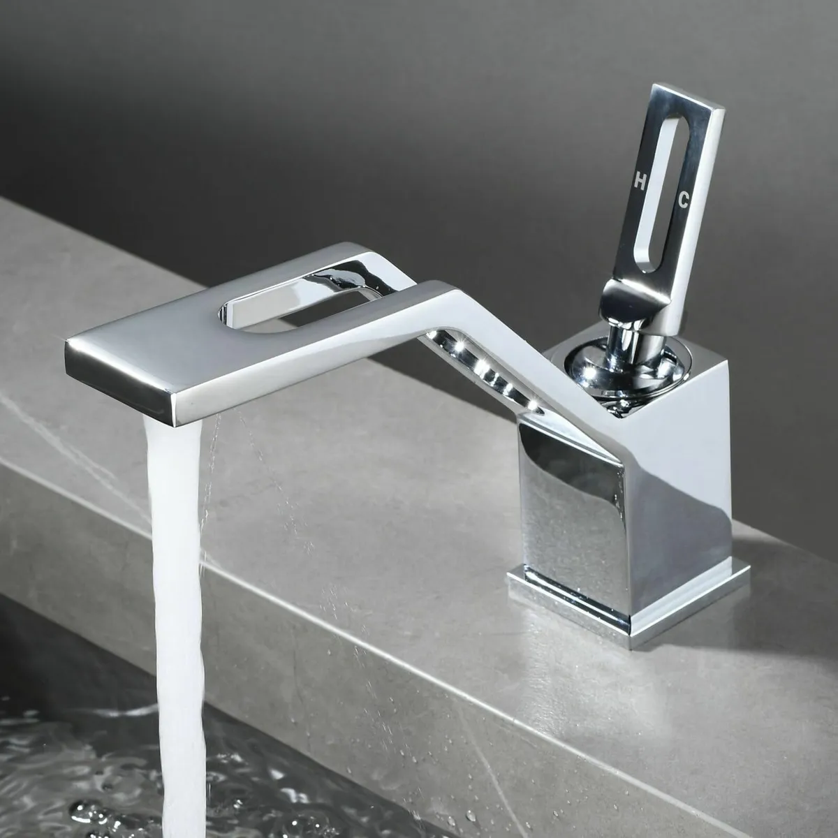 Chrome Bathroom Sink Taps - Modern Basin Mixer - Image 1