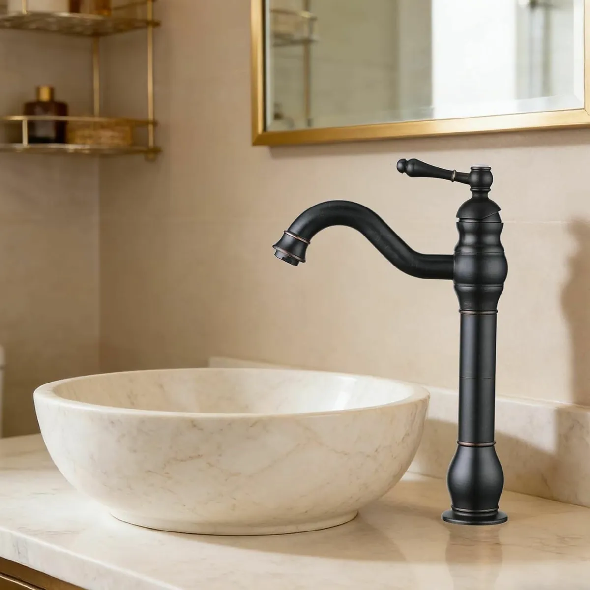 Bathroom Basin Mixer Faucet Pure Copper Handle - Image 2