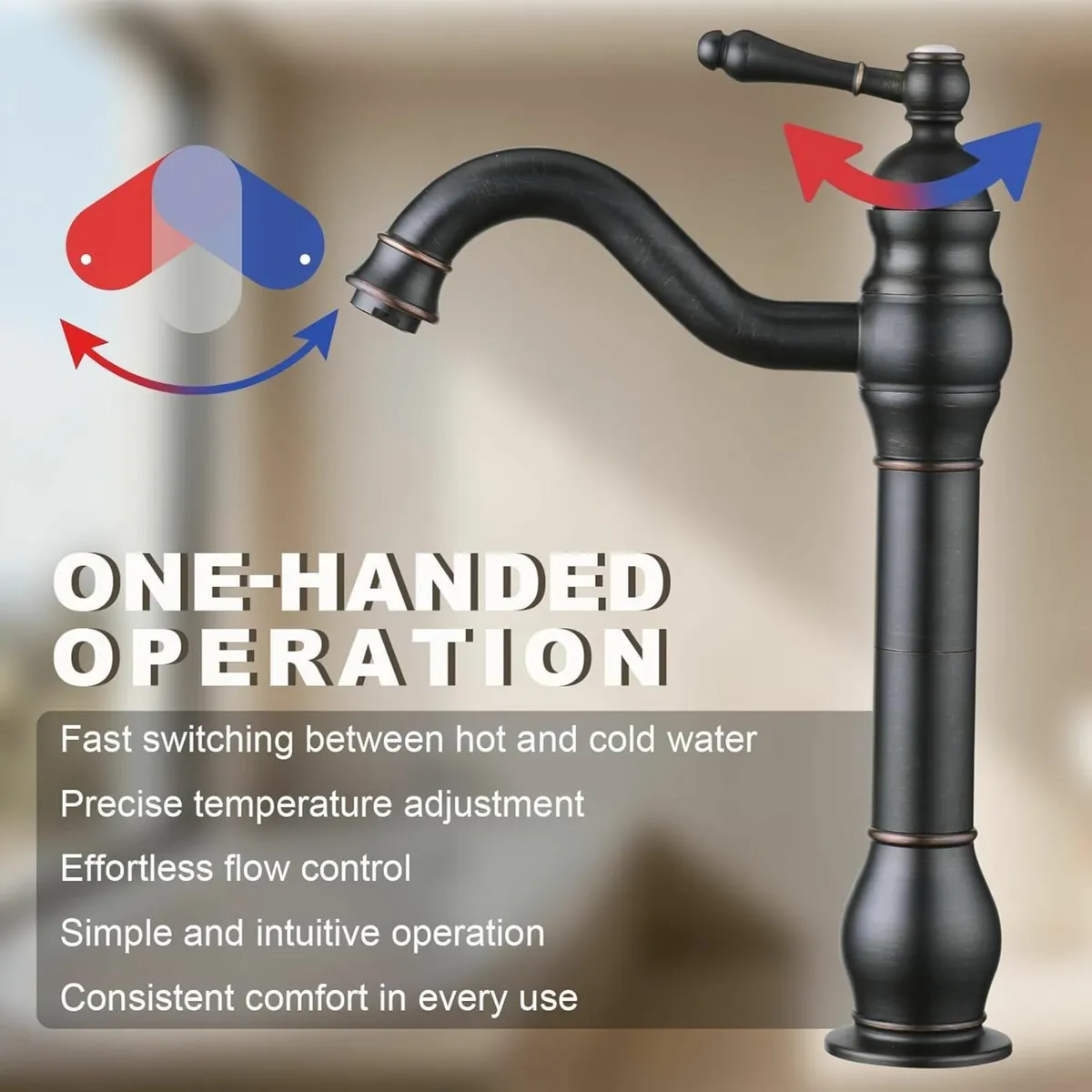 Bathroom Basin Mixer Faucet Pure Copper Handle - Image 4