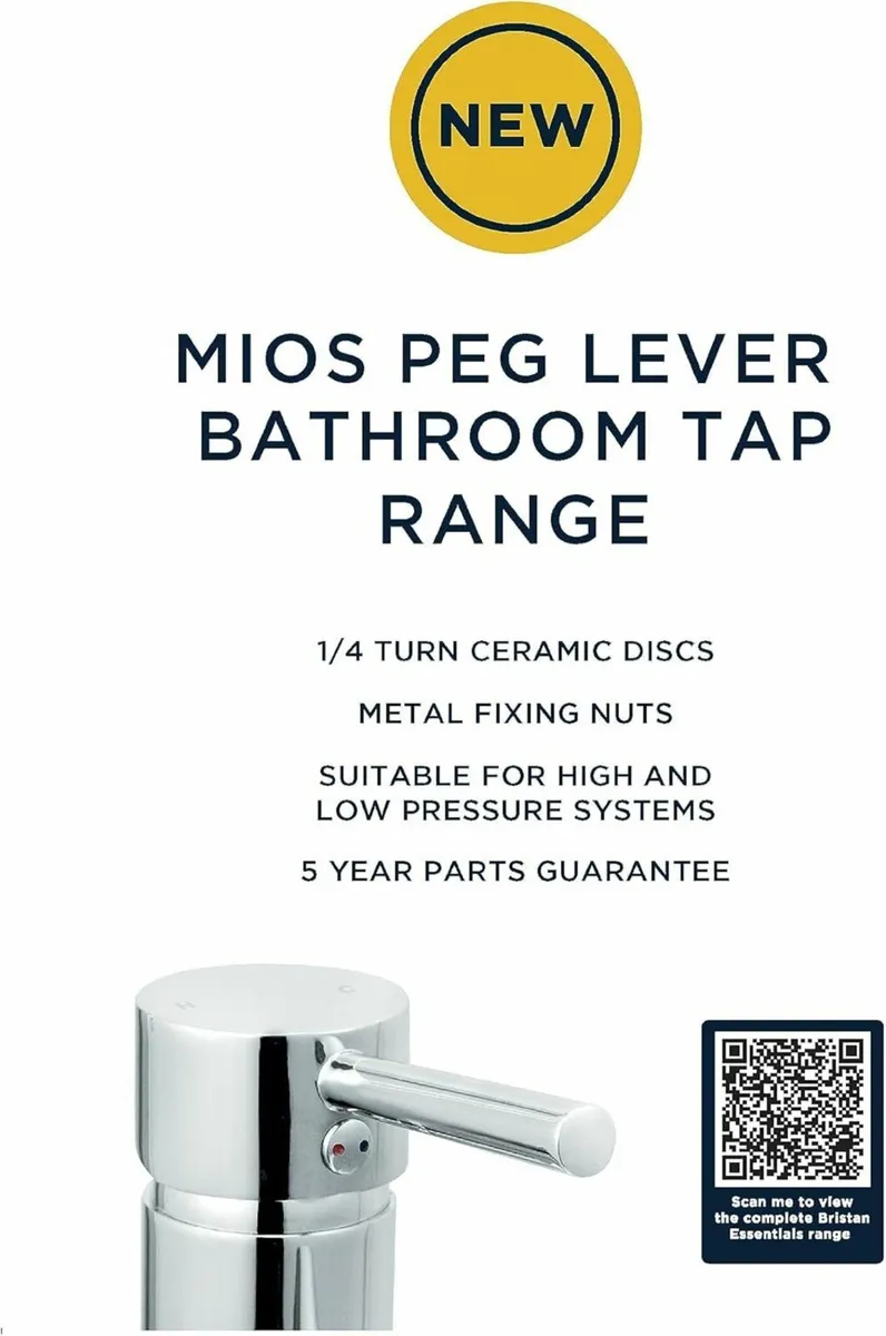 Essentials Mios Bathroom Taps 3/4 Inch Basin - Image 3