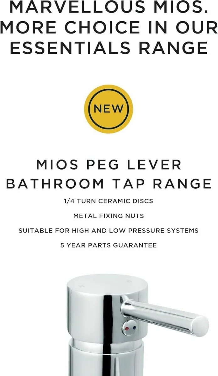 Essentials Mios Bathroom Taps 3/4 Inch Basin - Image 4