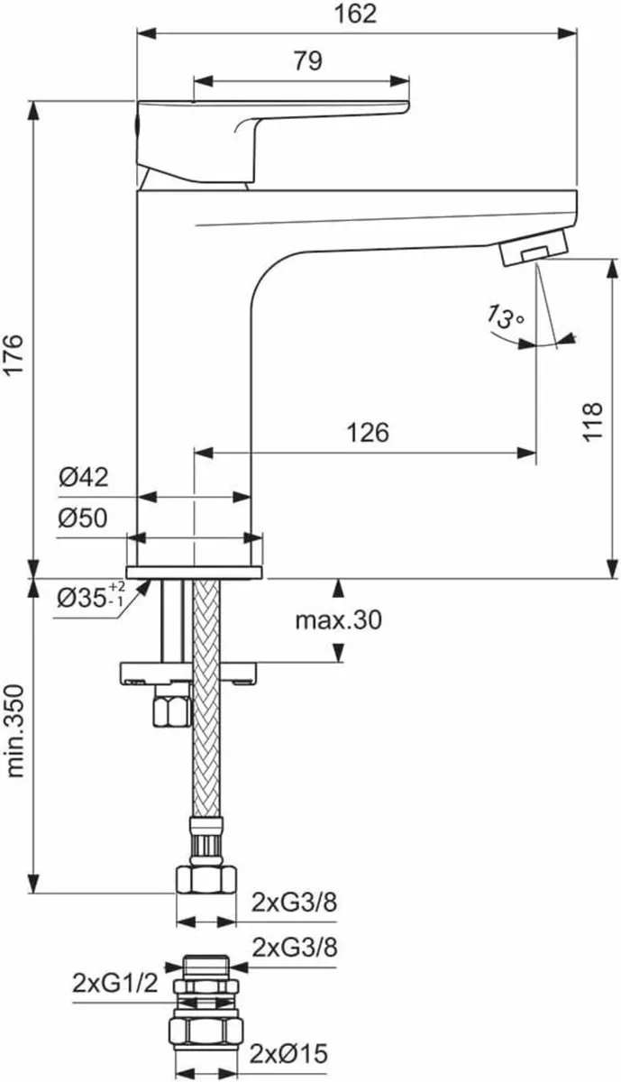 Cerafine O Mixer Basin Tap Without Waste BC724AA - Image 2