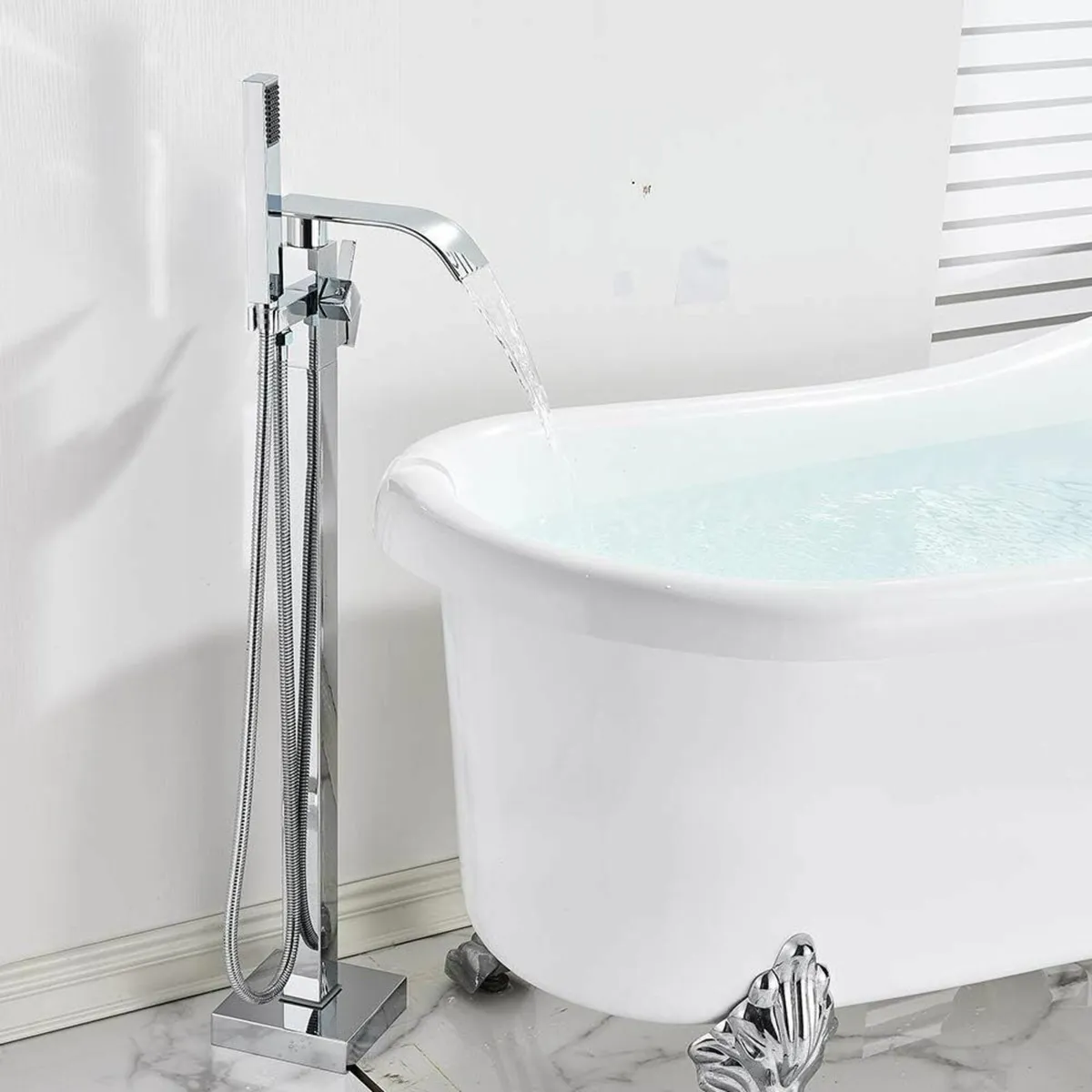 Chrome Freestanding Bath Taps Floor Mounted - Image 2