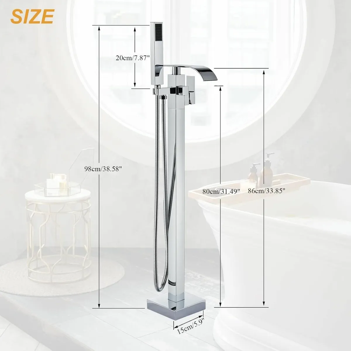 Chrome Freestanding Bath Taps Floor Mounted - Image 3