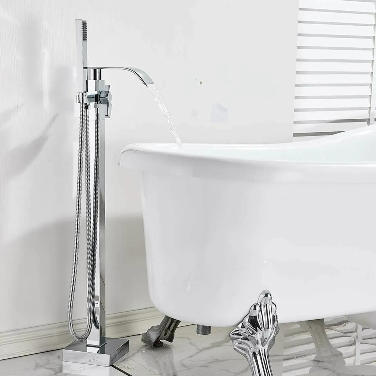 Chrome Freestanding Bath Taps Floor Mounted - Image 4