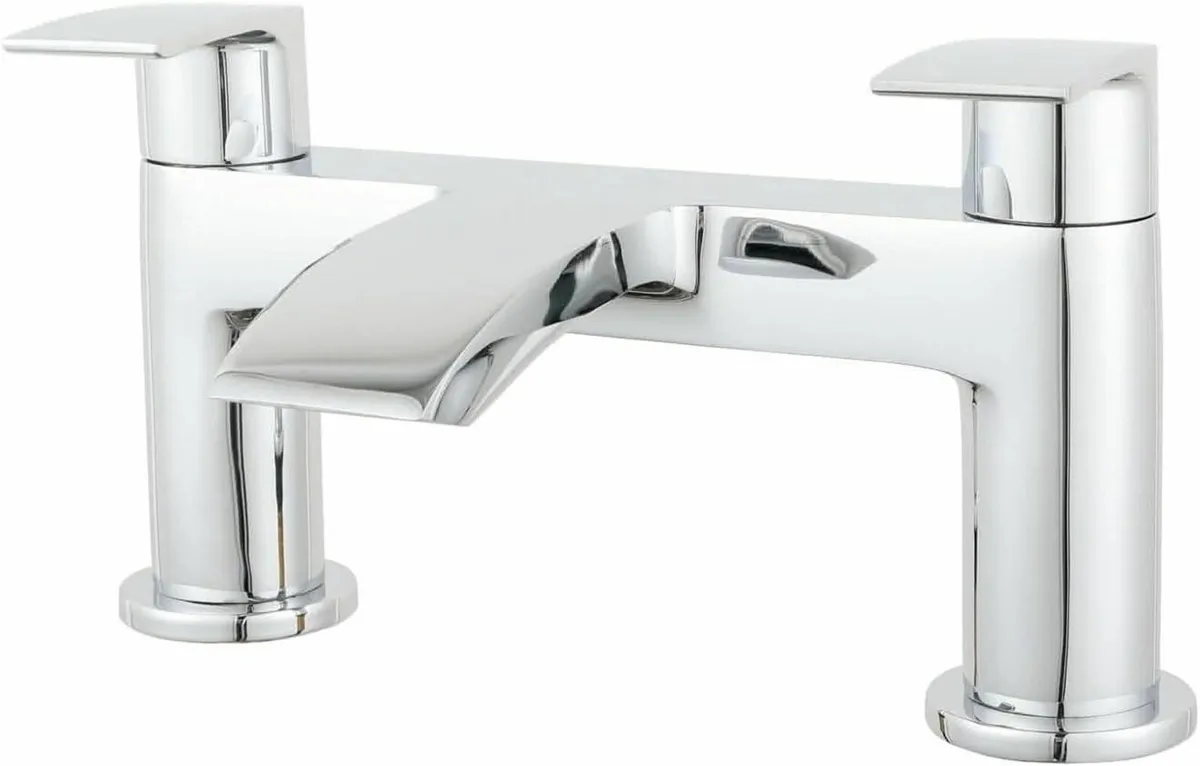 Cascade Bath Filler Mixer – Modern Dual Lever - Image 1