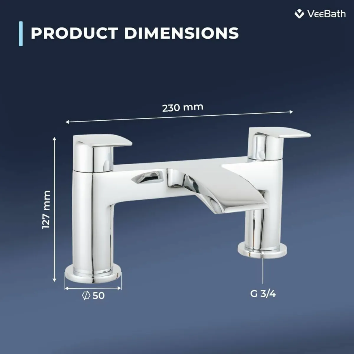 Cascade Bath Filler Mixer – Modern Dual Lever - Image 3