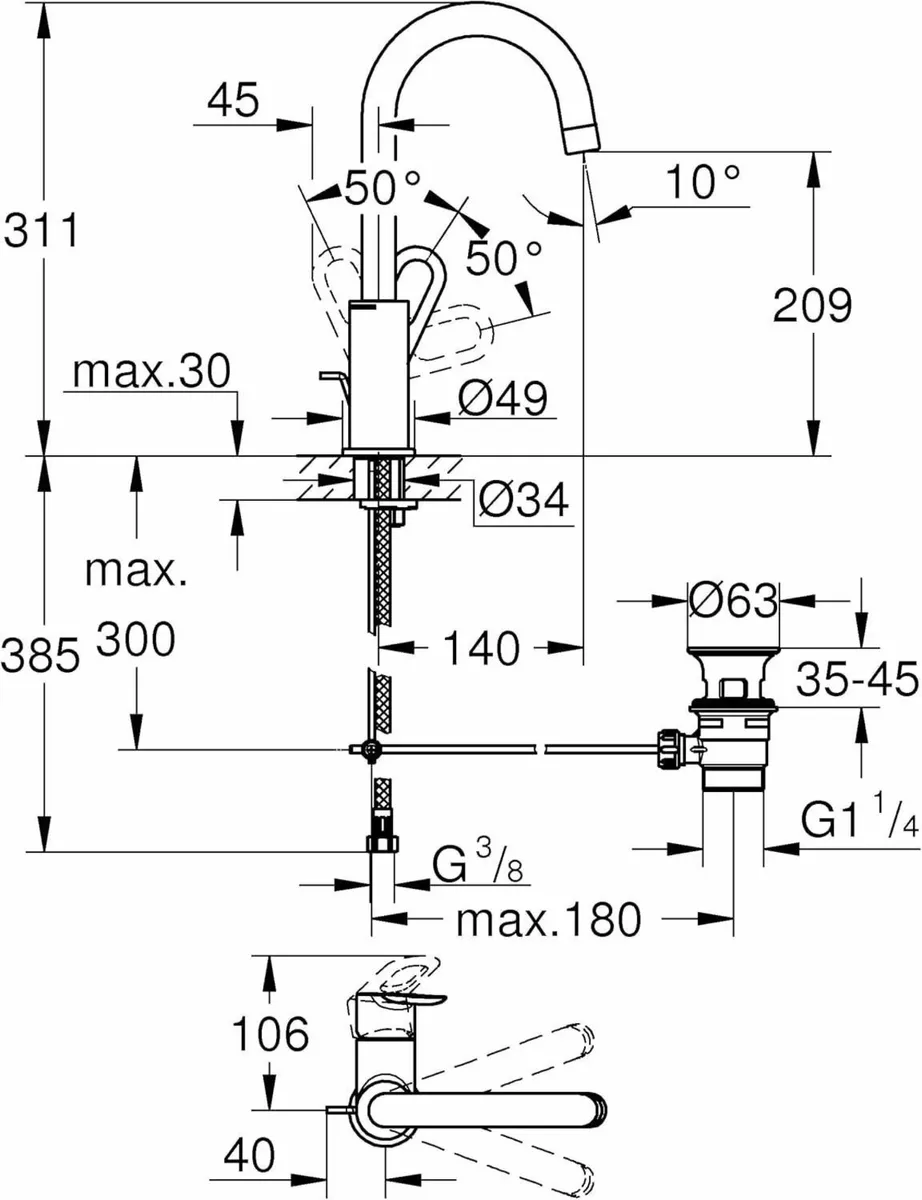 Bauloop Single-Lever Basin Mixer L-Size Eco-Friend - Image 3